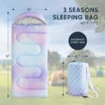 Kids Sleeping Bag for Girls Toddlers, Camping in Warm Cold Weather, Backpacking Lightweight Compact Outdoor Liner for 3 Seasons Summer Spring Fall - Image 2