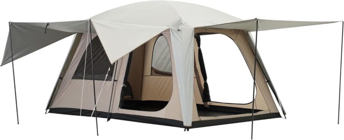 4-6 Person Camping Tent with 3 Door 2 Room Large Family Cabin Tents, Double Layer Waterproof Portable Glamping Tent, Big Tents for Outdoor Camping Hiking and Backpacking - Image 1