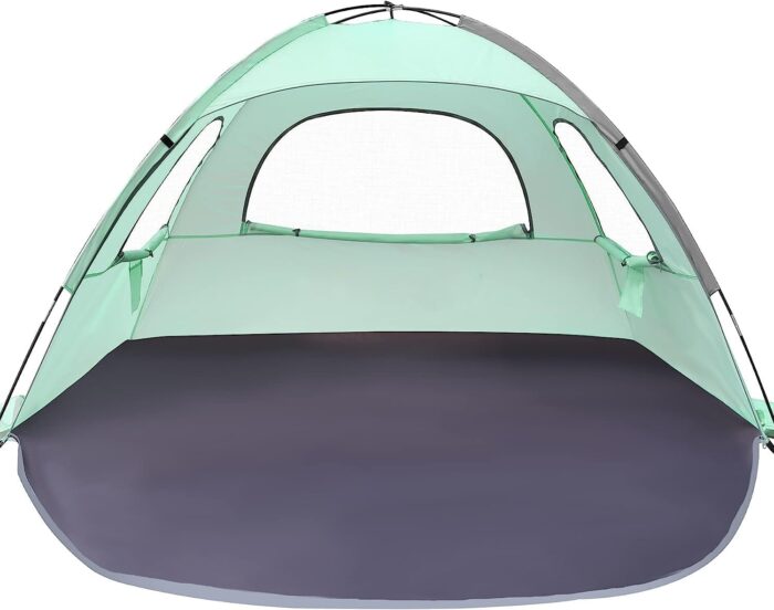 Beach Tent Anti-UV Portable Sun Shade Shelter for 3/4/6/8 Person, Extendable Floor with 3 Ventilating Mesh Windows Plus Carrying Bag, Stakes and Guy Lines - Image 1