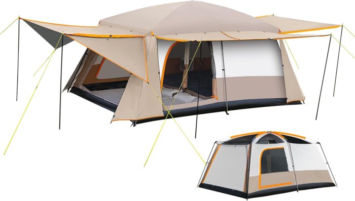 Camping Tent 4-6 Person, Double Layer, Multi-Room Family Cabin Tents with 3 Doors, Mesh Windows, Rainfly & Windproof, Large Waterpoof Tents for Outdoor Camping Hiking Picnic Gathering - Image 1