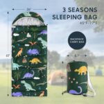 Kids Sleeping Bag for Boys Toddlers, Camping in Warm Cold Weather, Backpacking Lightweight Compact Outdoor Liner for 3 Seasons Summer Spring Fall - Image 2