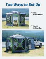 Dual-Use Pop up SUV Tents for Camping, 10 x10.5 Ft Big Space 2 Rooms Car Tent, SUV Tailgate Tent for Family Camping, 5 Sides Canopy, Portable Carry Bag, Gray Green - Image 2