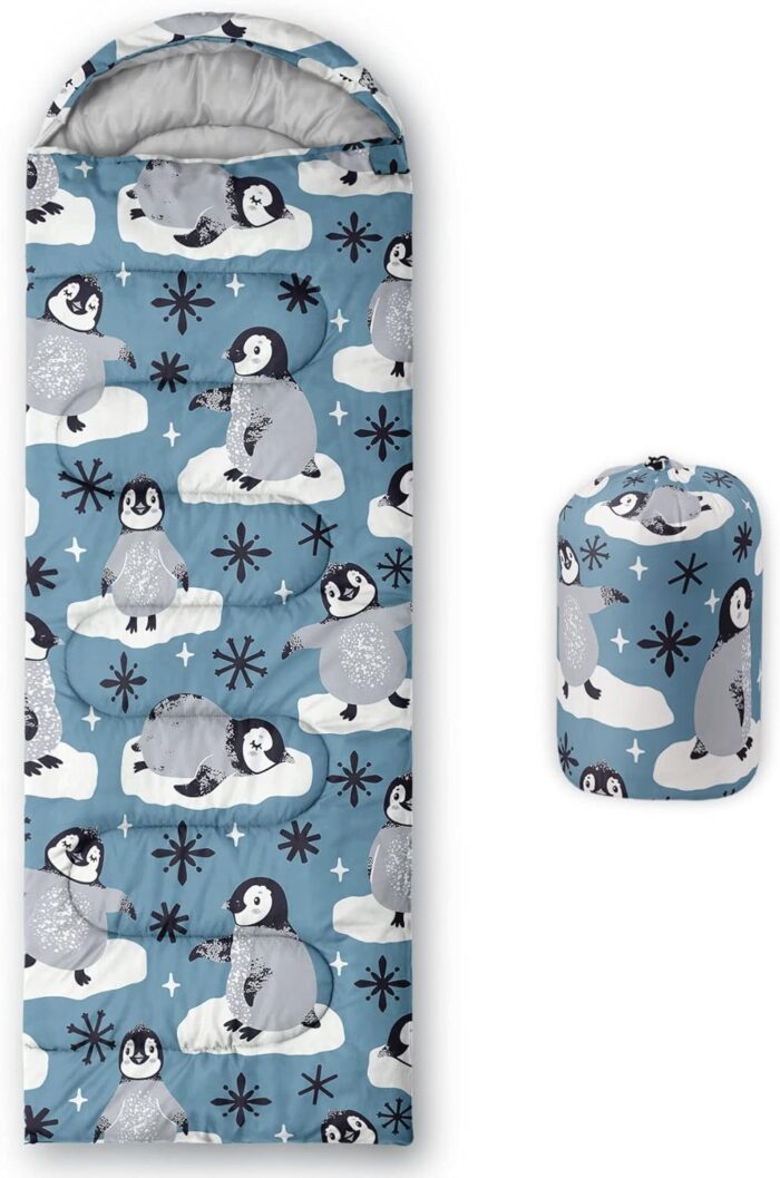 Kids Sleeping Bag for Boys and Girls,Monster Alien Print-Lightweight Warm Portable Outdoor Indoor-Waterproof Cold Weather Resistant Sleeping Bag for Camping Hiking - Image 1