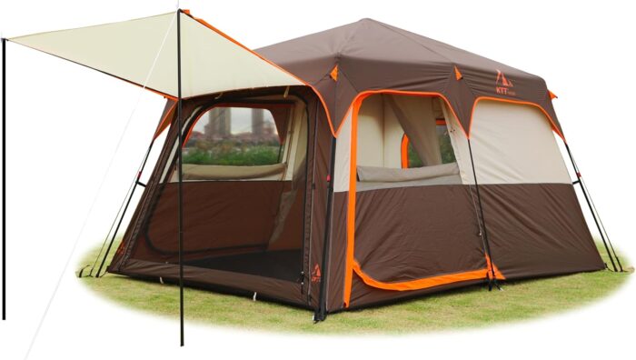 Instant Tent 6-8 Person(C),Large Family Cabin Tents,Automatic Tent Build Quickly in 60S,2 Rooms,2 Top Windows,3 Doors and 3 Windows with Mesh,Waterproof,Big Tents for Outdoor,Picnic,Camping - Image 1