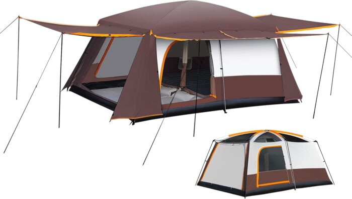 Camping Tent 4-6 Person, Double Layer, Multi-Room Family Cabin Tents with 3 Doors, Mesh Windows, Rainfly & Windproof, Large Waterpoof Tents for Outdoor Camping Hiking Picnic Gathering - Image 1