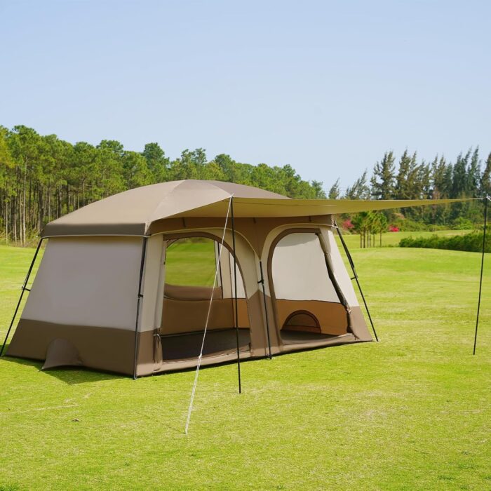 Tents，6-8 Person Camping Tent with Extended Vestibule，2 Room Weather Resistant Family Tents，Easy Install Waterproof Outdoor Tent for Backpacking and Camping Hiking - Image 1