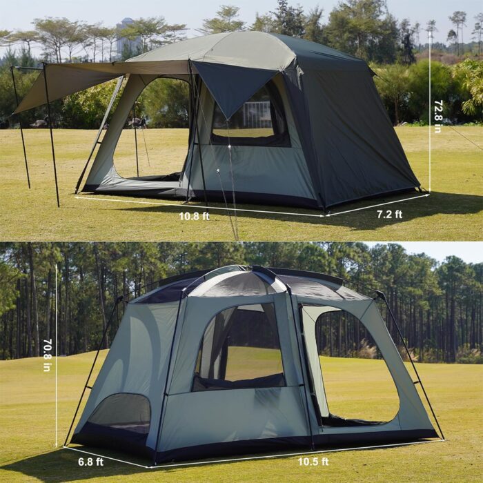 4-6 Person Camping Tent with 3 Door 2 Room Large Family Cabin Tents, Double Layer Waterproof Portable Glamping Tent, Big Tents for Outdoor Camping Hiking and Backpacking - Image 2