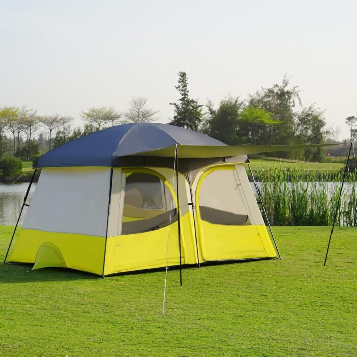 Tents，6-8 Person Camping Tent with Extended Vestibule，2 Room Weather Resistant Family Tents，Easy Install Waterproof Outdoor Tent for Backpacking and Camping Hiking - Image 1